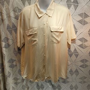 Anna and Frank large 100% silk button down short sleeve shirt